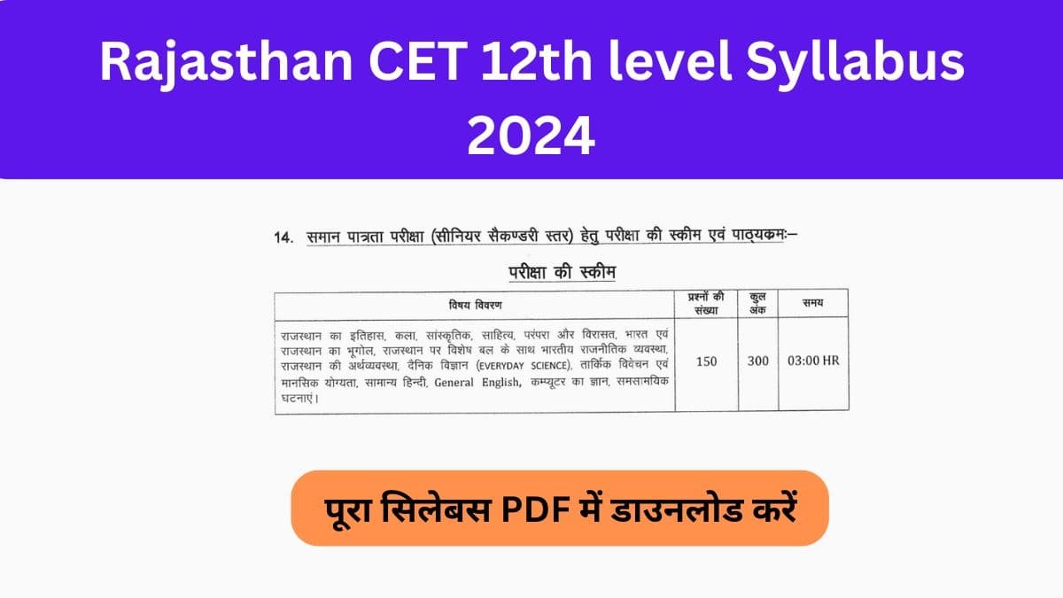 Rajasthan CET 12th level Syllabus 2024