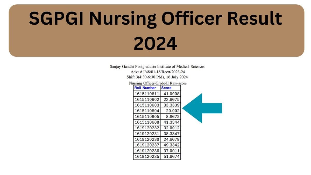 SGPGI Nursing Officer Result 2024